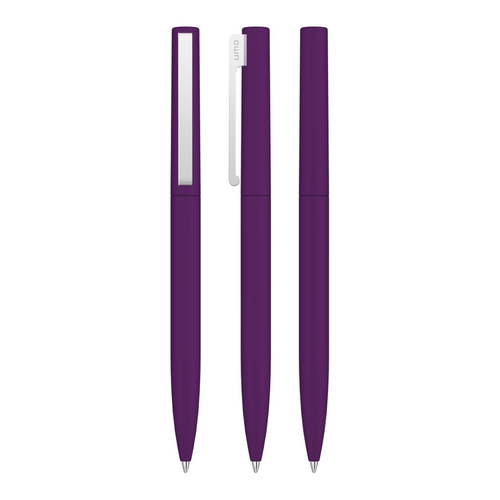 Drehkugelschreiber mit Soft Touch Griff und Federclip – Violett