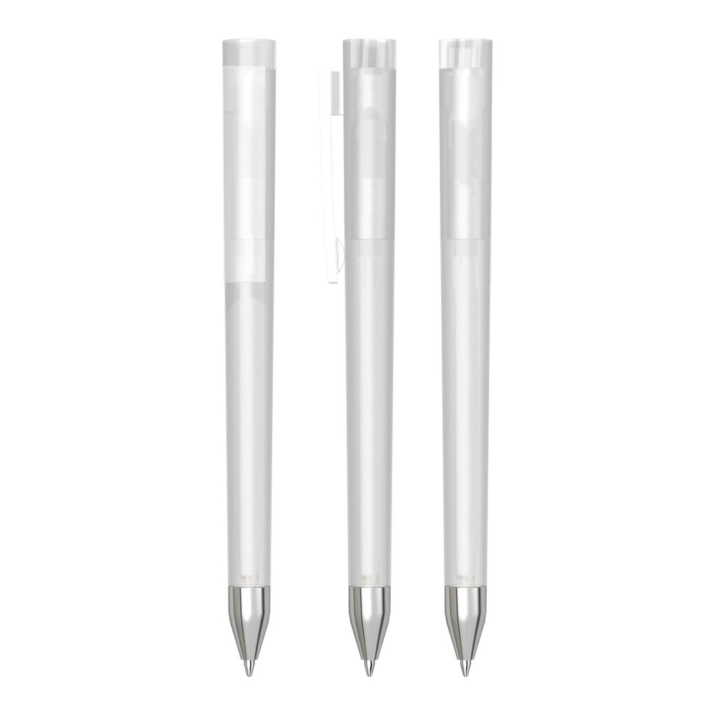 Drehkugelschreiber transparent frozen mit Metallspitze – Klar