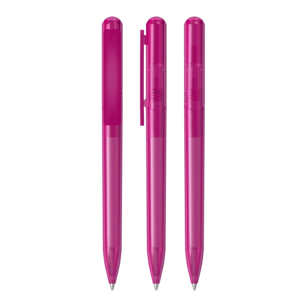 Drehkugelschreiber transparent glänzend in 10 Farben – Magenta