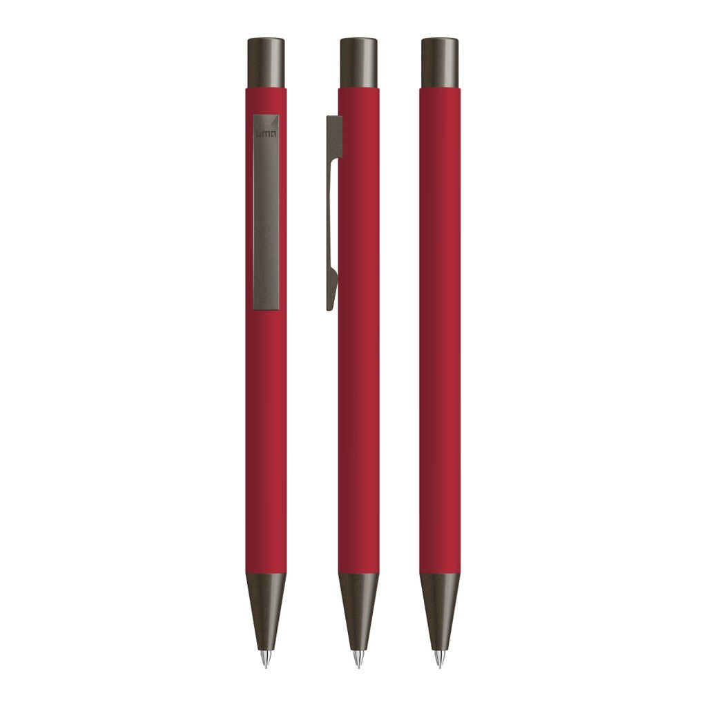 Druckbleistift mit gummiertem Gehäuse und Flachclip – Rot
