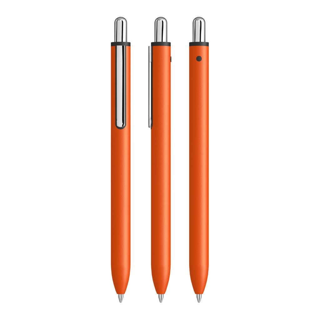 Druckkugelschreiber aus mattem Metall mit Chromclip – Orange