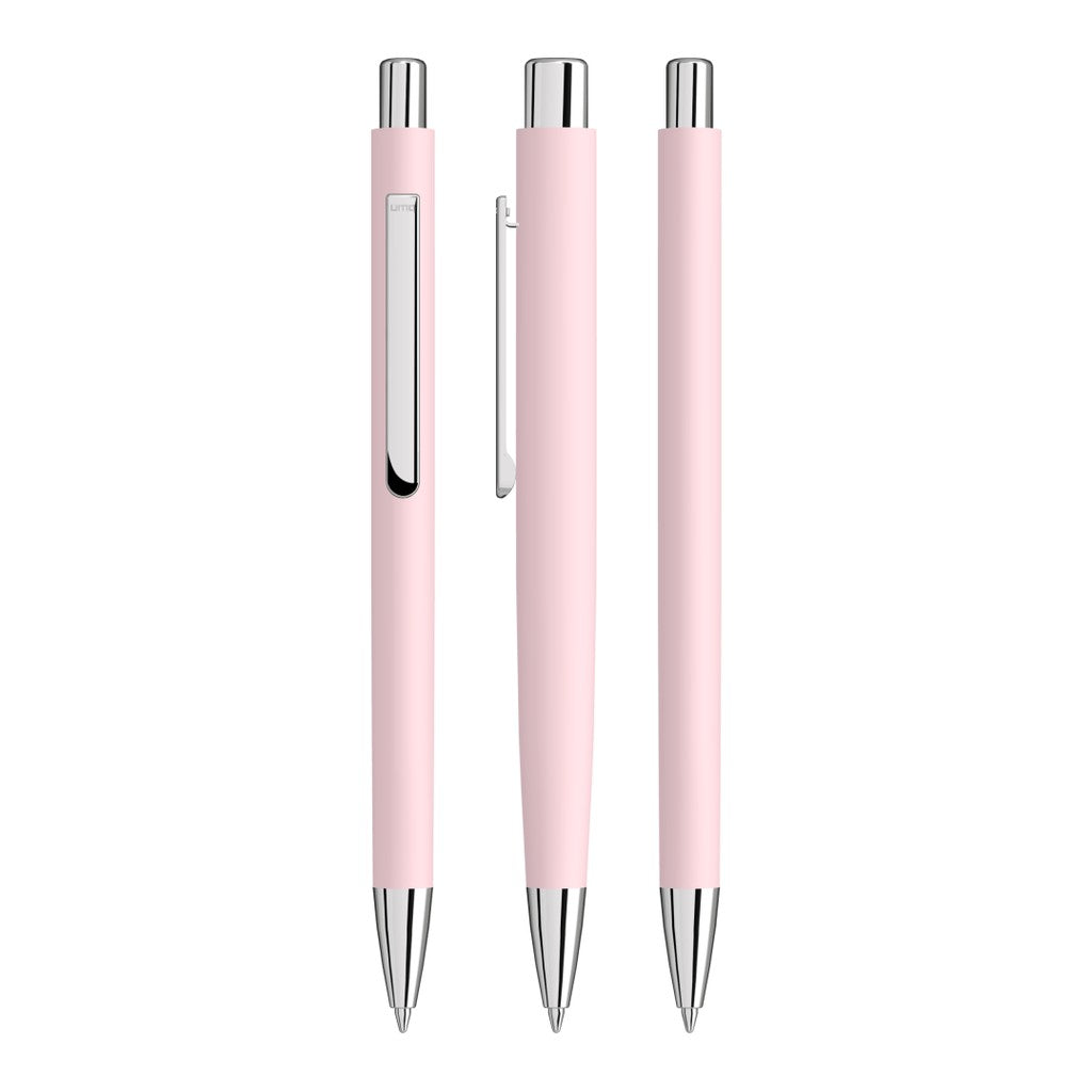 Druckkugelschreiber aus Metall mit gedecktem Gehäuse – Pastell rosa