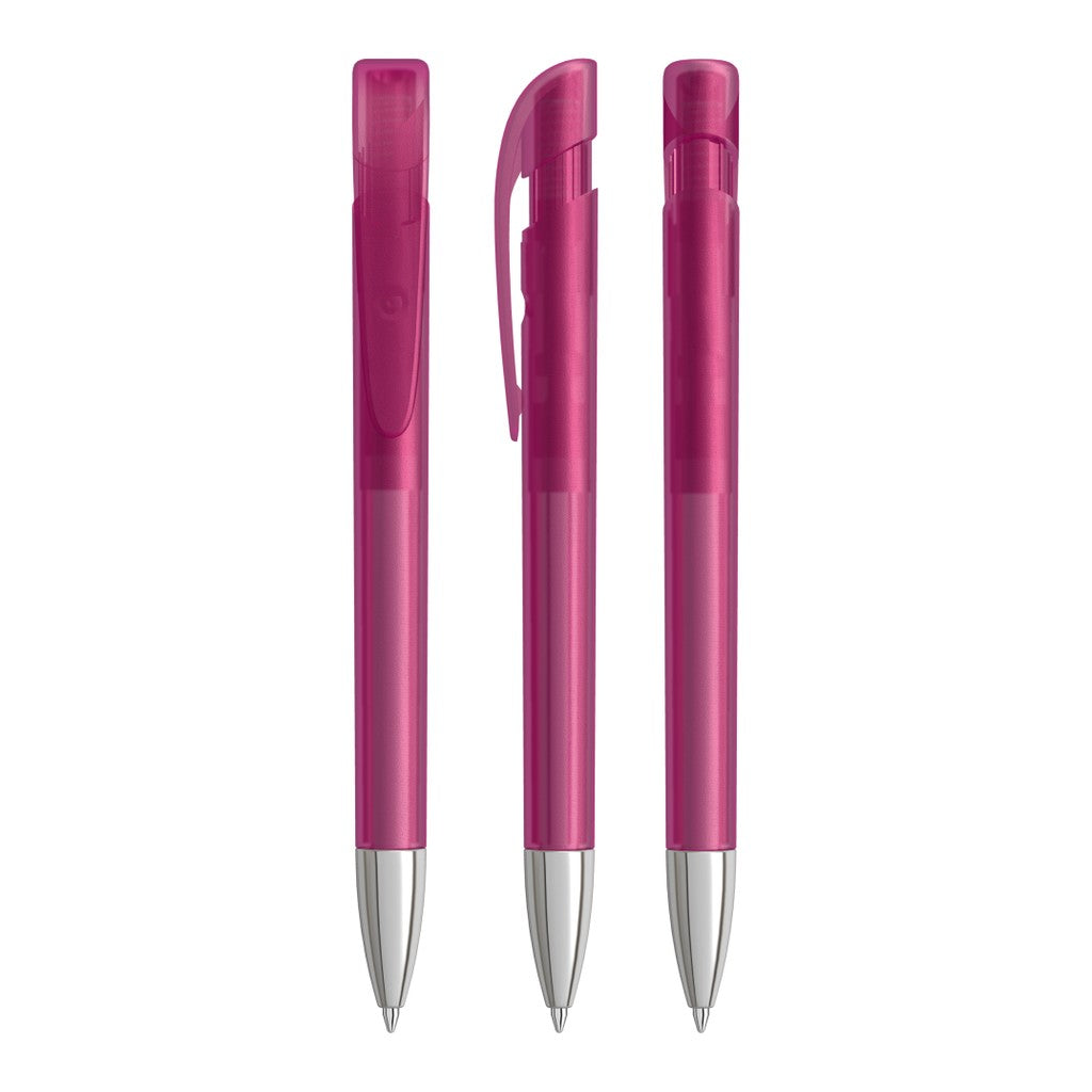 Druckkugelschreiber frozen mit verchromter Spitze – Magenta
