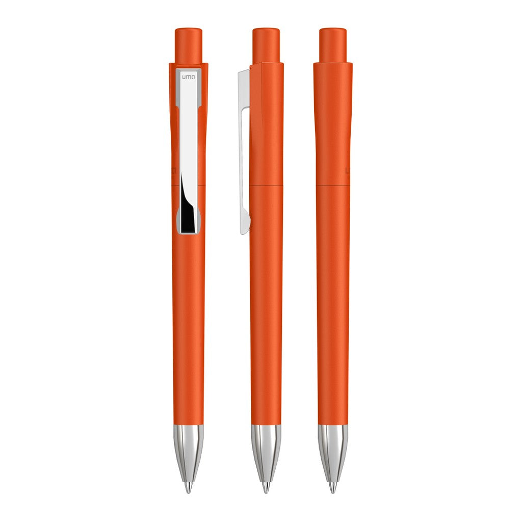 Druckkugelschreiber gedeckt mit glänzendem Metallclip – Orange