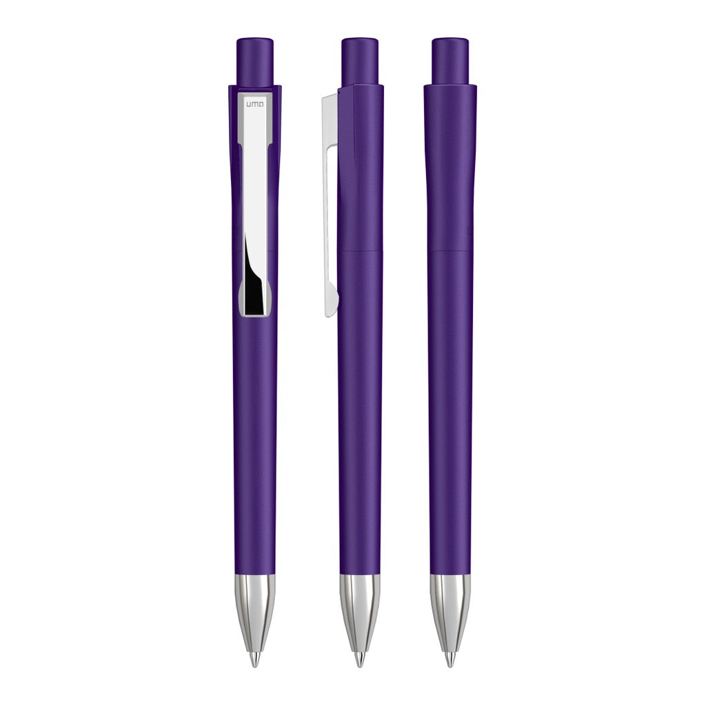 Druckkugelschreiber gedeckt mit glänzendem Metallclip – Violett