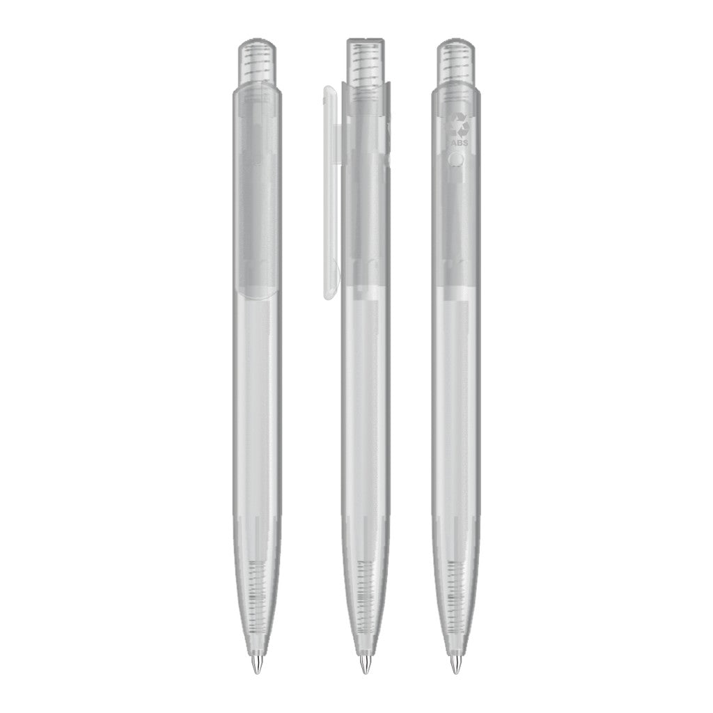 Druckkugelschreiber milchig transparent mit Griffzone – Klar