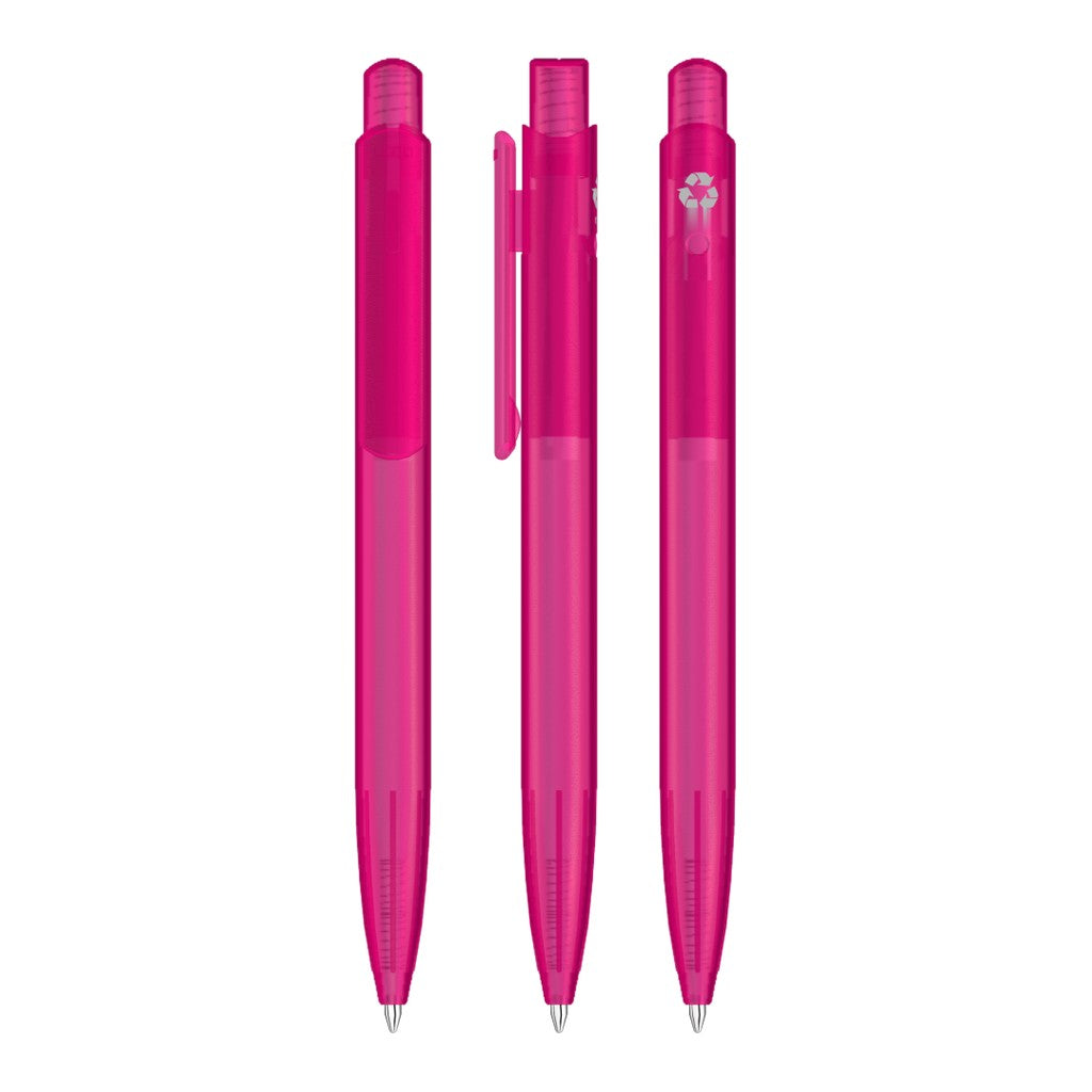 Druckkugelschreiber milchig transparent mit Griffzone – Magenta
