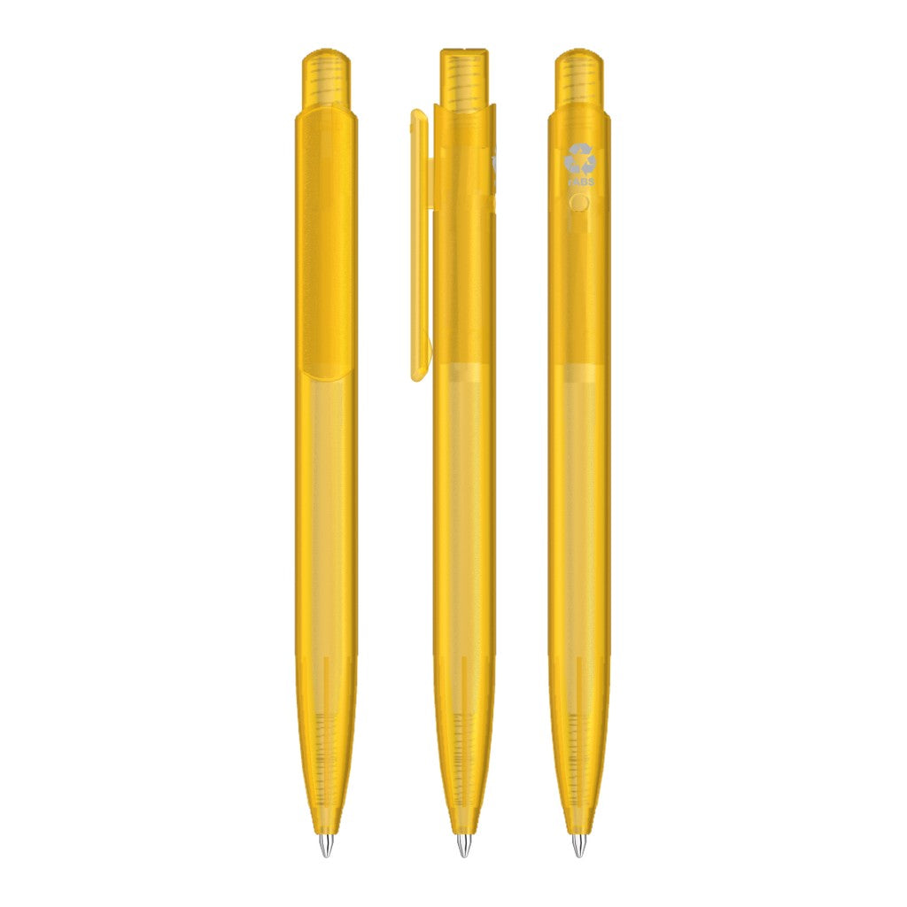 Druckkugelschreiber milchig transparent mit Griffzone – Ocker