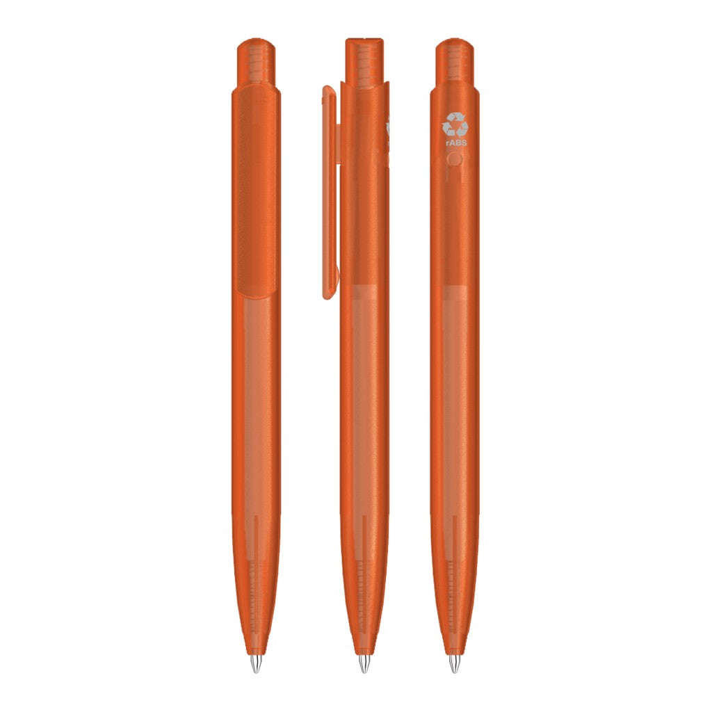 Druckkugelschreiber milchig transparent mit Griffzone – Orange