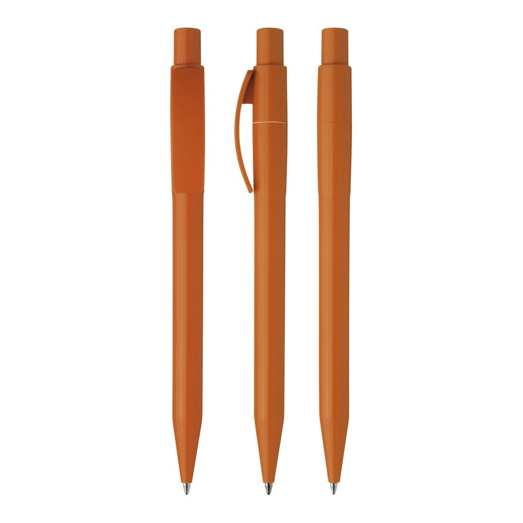 Druckkugelschreiber mit Bogenclip und glänzendem Gehäuse – Orange