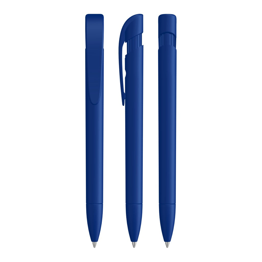 Druckkugelschreiber mit breitem Bogenclip – Mittelblau