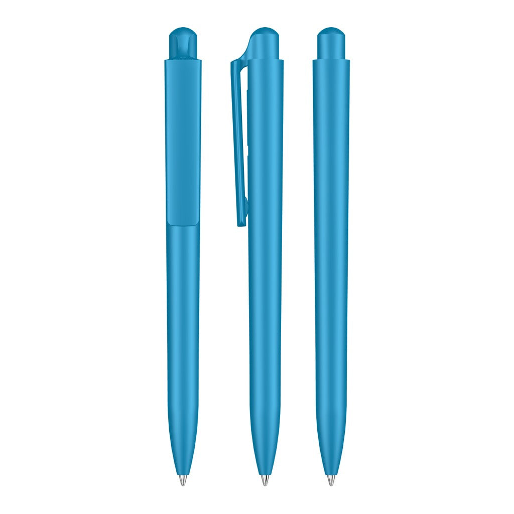 Druckkugelschreiber mit Clipdrücker in 15 Farben – Cyan