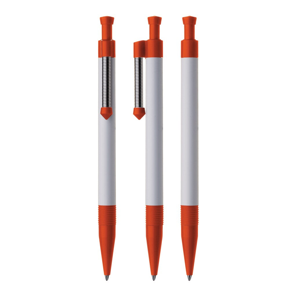 Druckkugelschreiber mit flexiblem Metallfederclip – Orange