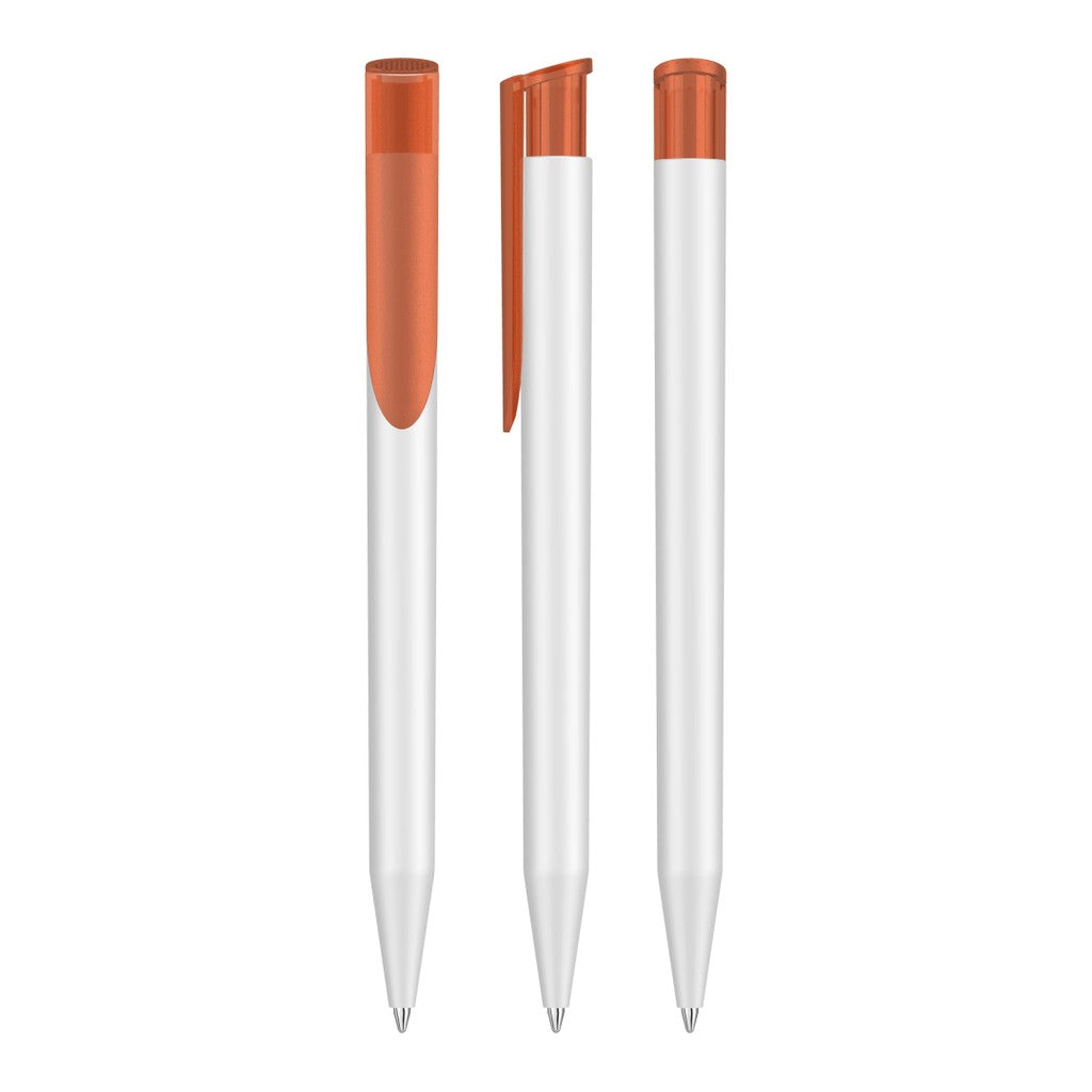 Druckkugelschreiber mit gefrostetem Clip – Orange