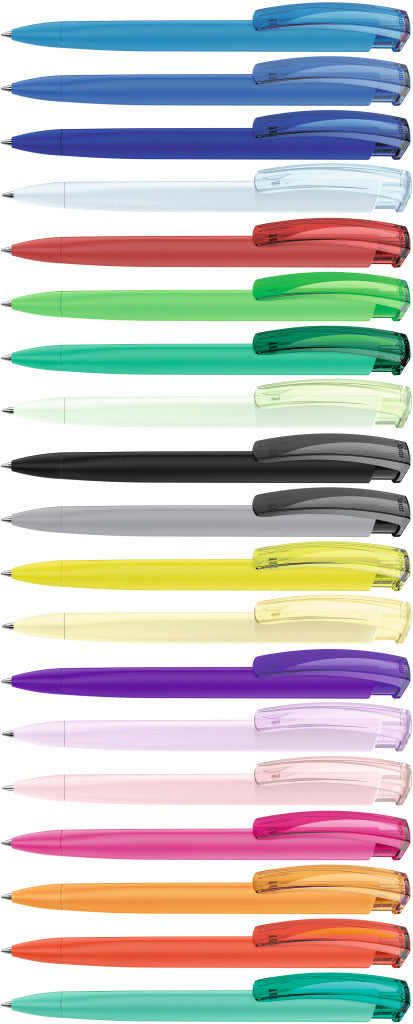 Druckkugelschreiber mit Gum Griff und transparentem Clip – alle Farben