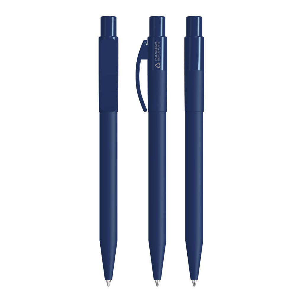 Druckkugelschreiber mit mattem Schaft und Bogenclip – Blau