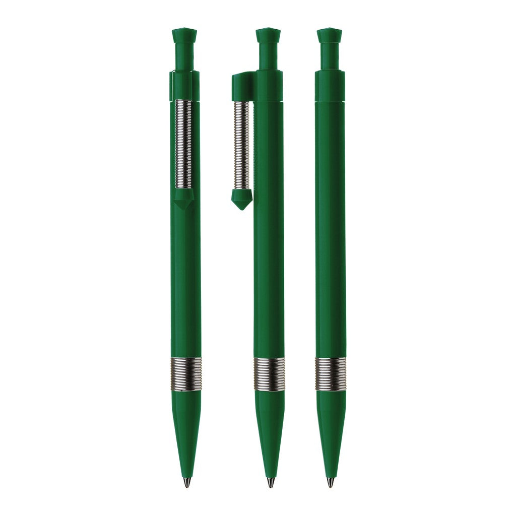 Druckkugelschreiber mit Metallclip und Griffring – Grün