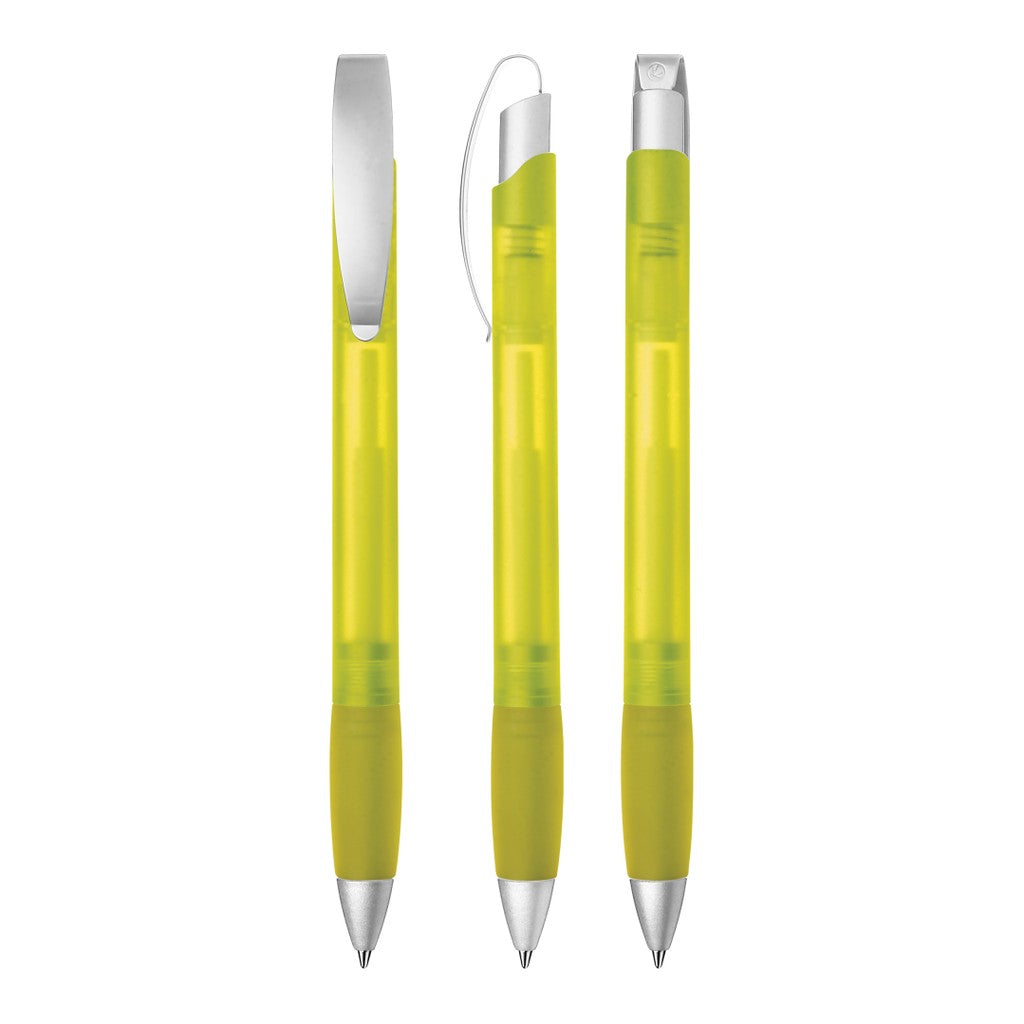 Druckkugelschreiber mit transparent frozen Optik – Gelb