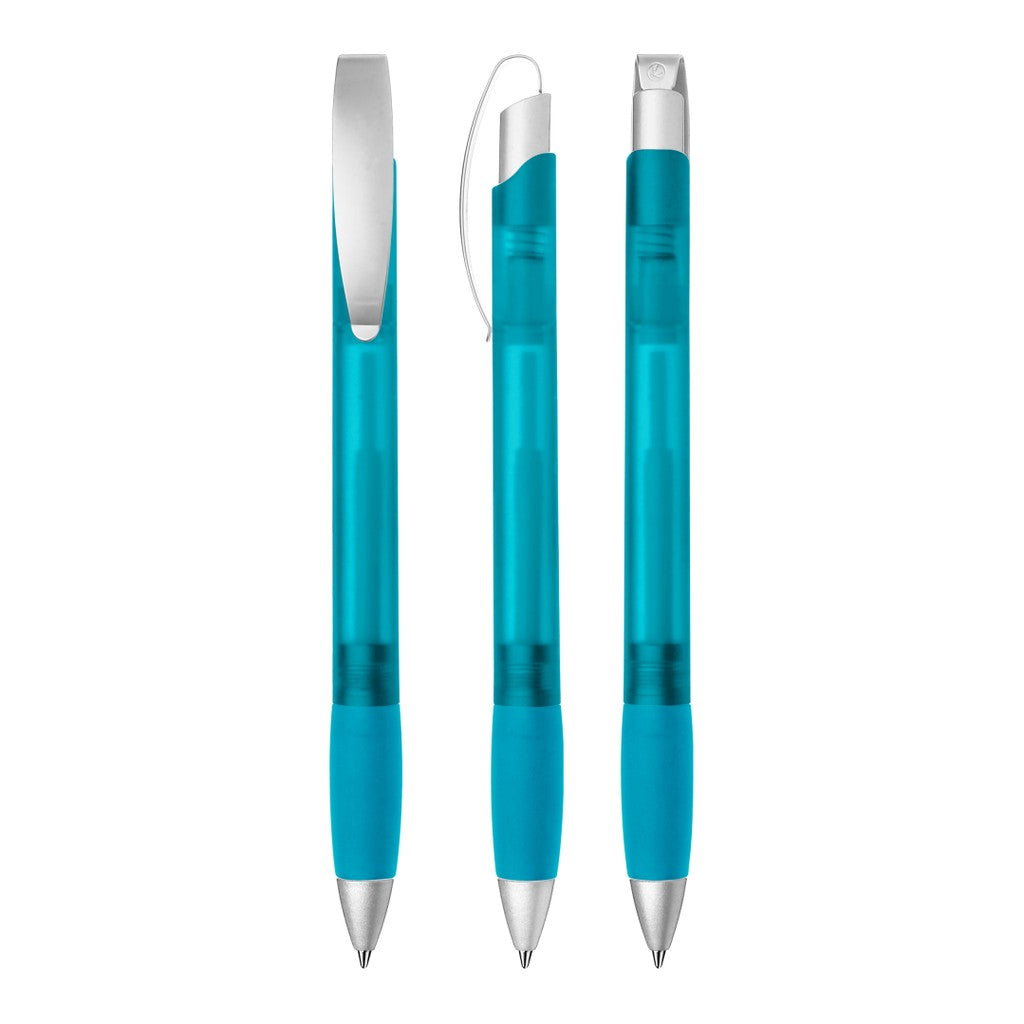 Druckkugelschreiber mit transparent frozen Optik – Petrol