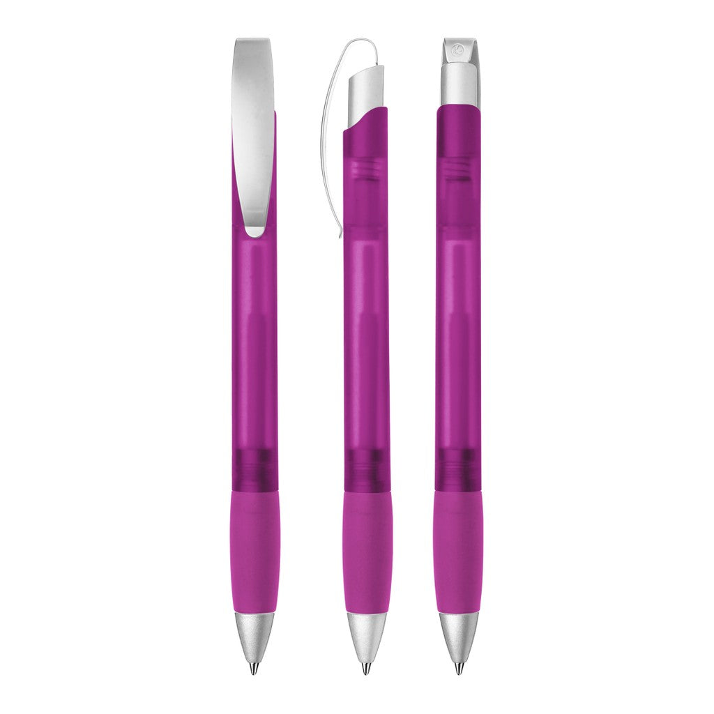 Druckkugelschreiber mit transparent frozen Optik – Violett