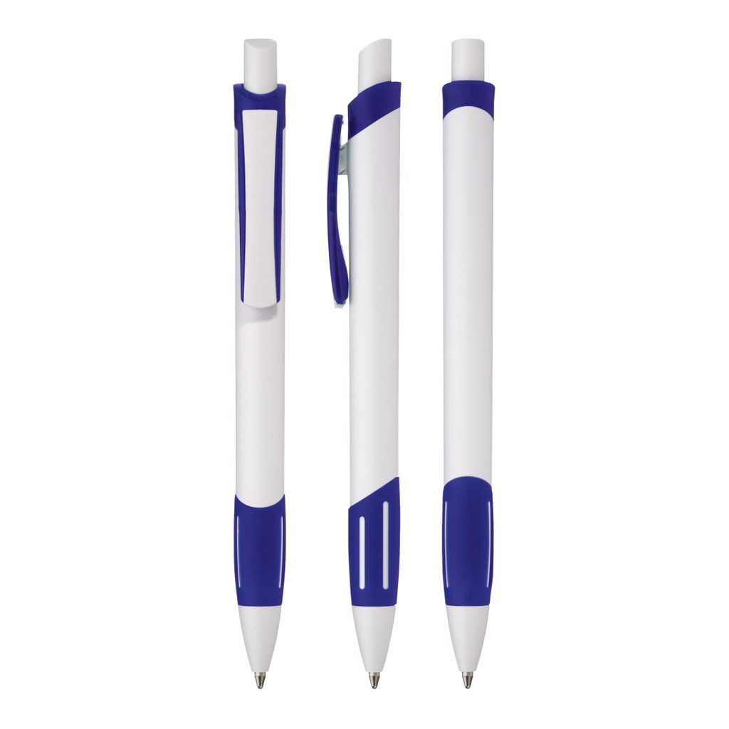 Druckkugelschreiber mit transparent gefrosteter Griffzone – Blau