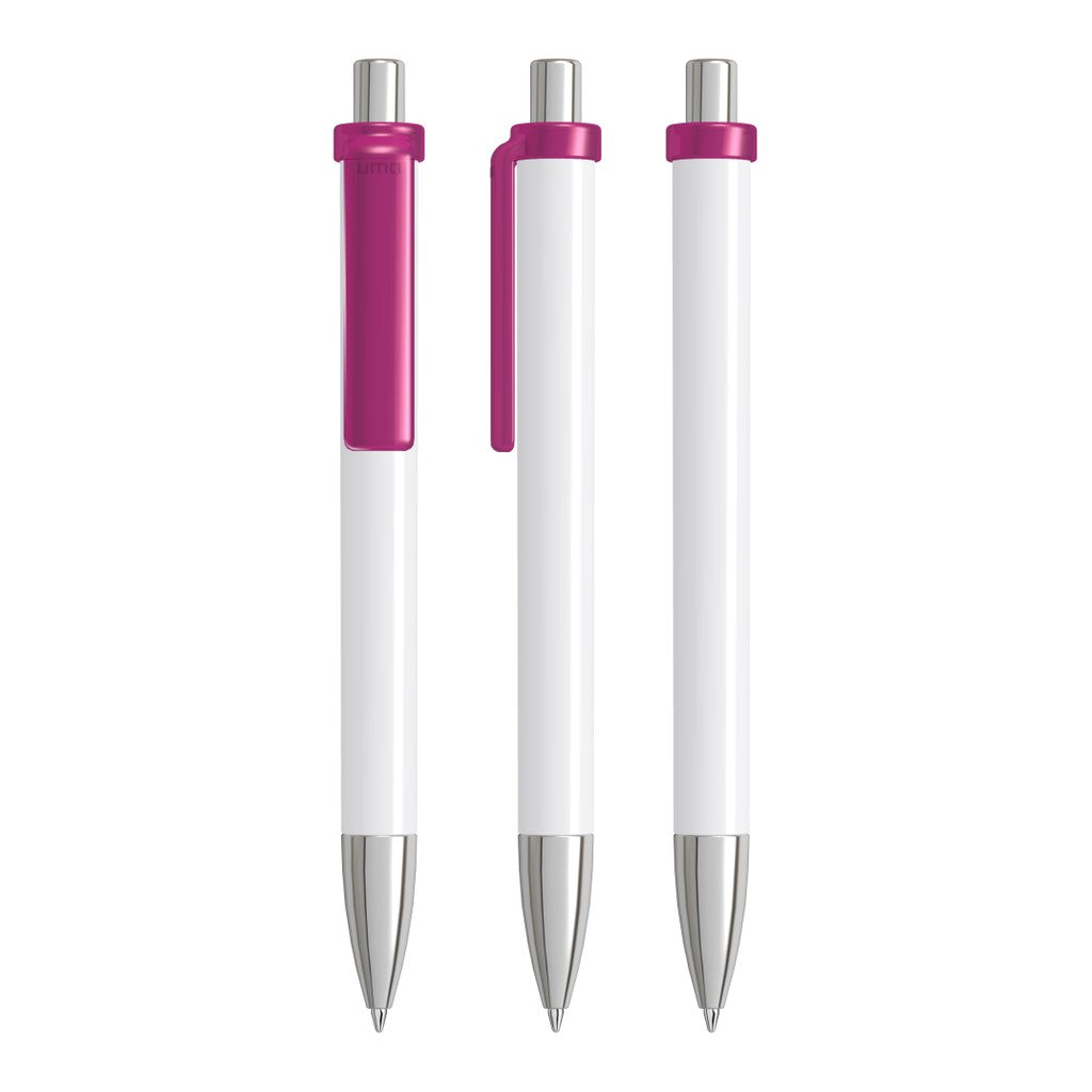 Druckkugelschreiber mit transparentem Clip und Fotoeinleger – Magenta