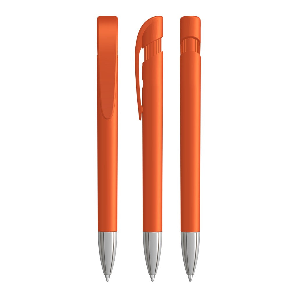 Druckkugelschreiber mit verchromter Metallspitze – Orange