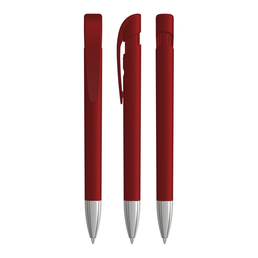 Druckkugelschreiber mit verchromter Metallspitze – Rot