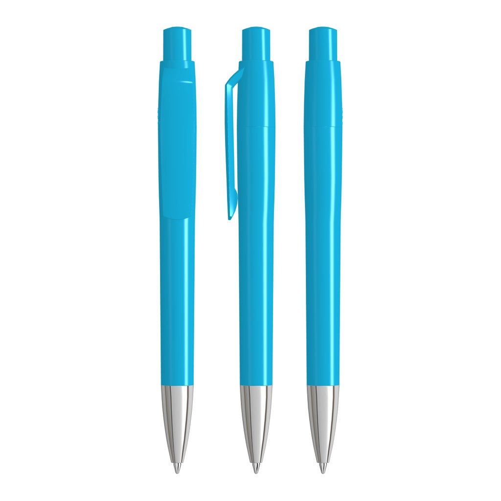 Druckkugelschreiber mit Vollfarbdruck auf dem Clip – Cyan