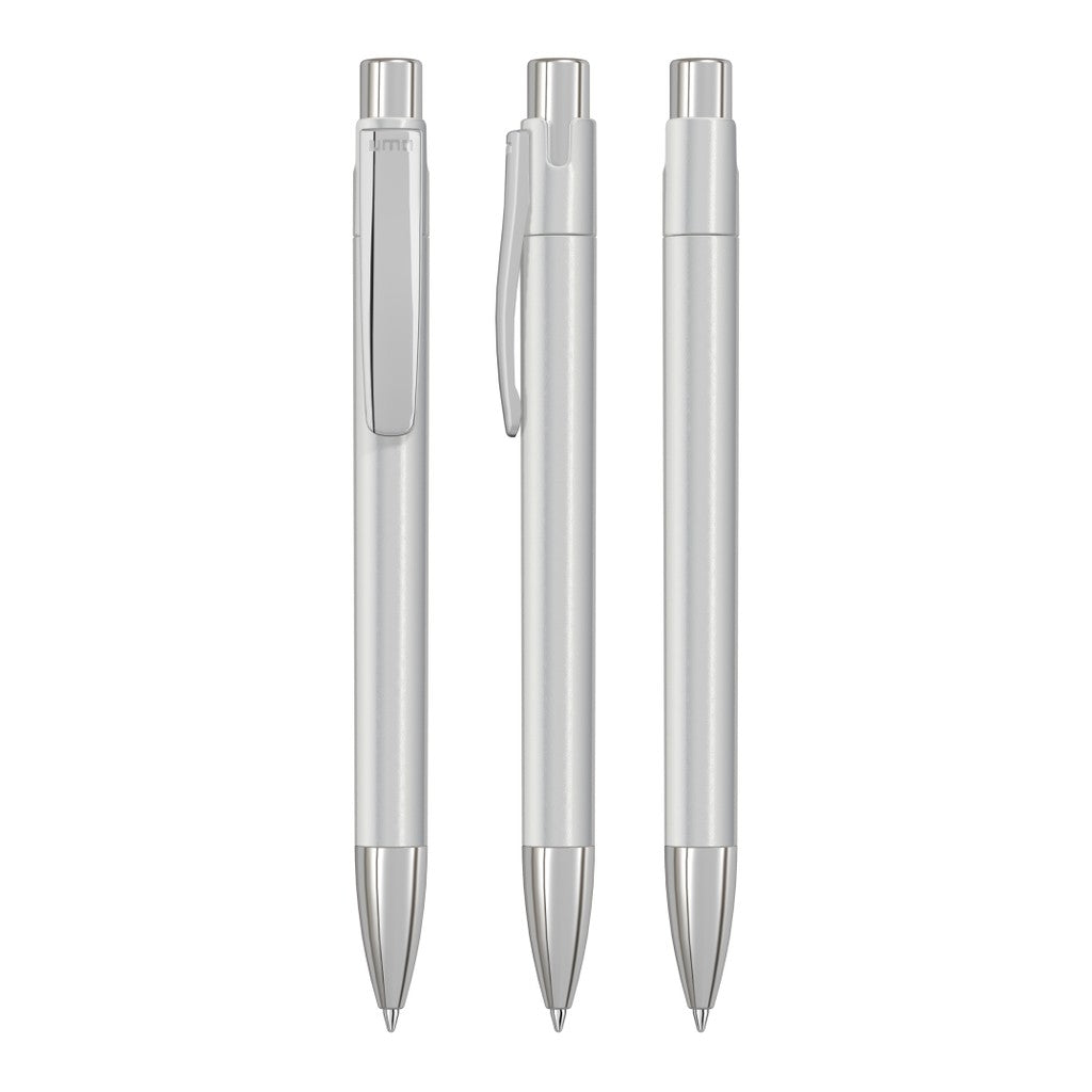 Druckkugelschreiber silberfarben mit schwerer Spitze – Silber