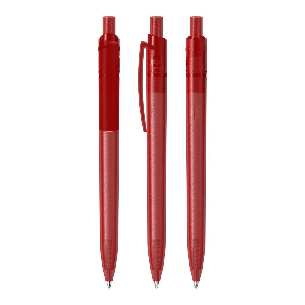 Druckkugelschreiber transparent frozen, gerader Clip – Rot