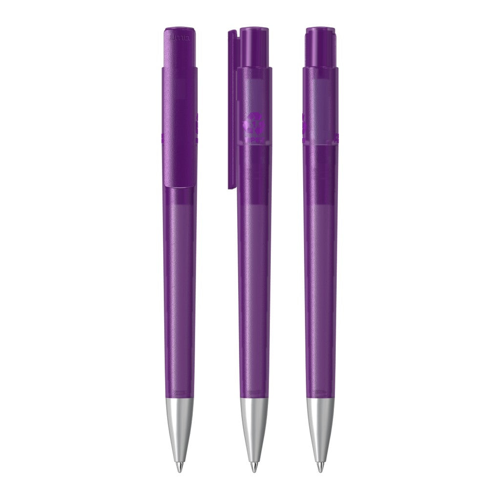Druckkugelschreiber transparent frozen mit Aluminiumspitze – Violett