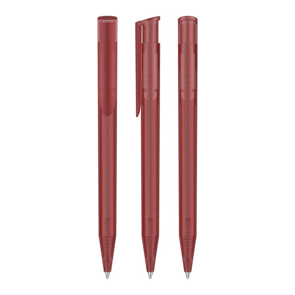 Druckkugelschreiber transparent frozen mit Clip – Rot