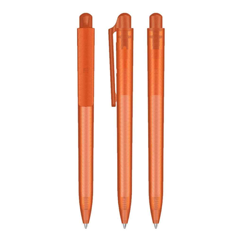 Druckkugelschreiber transparent frozen mit Clipdrücker – Orange