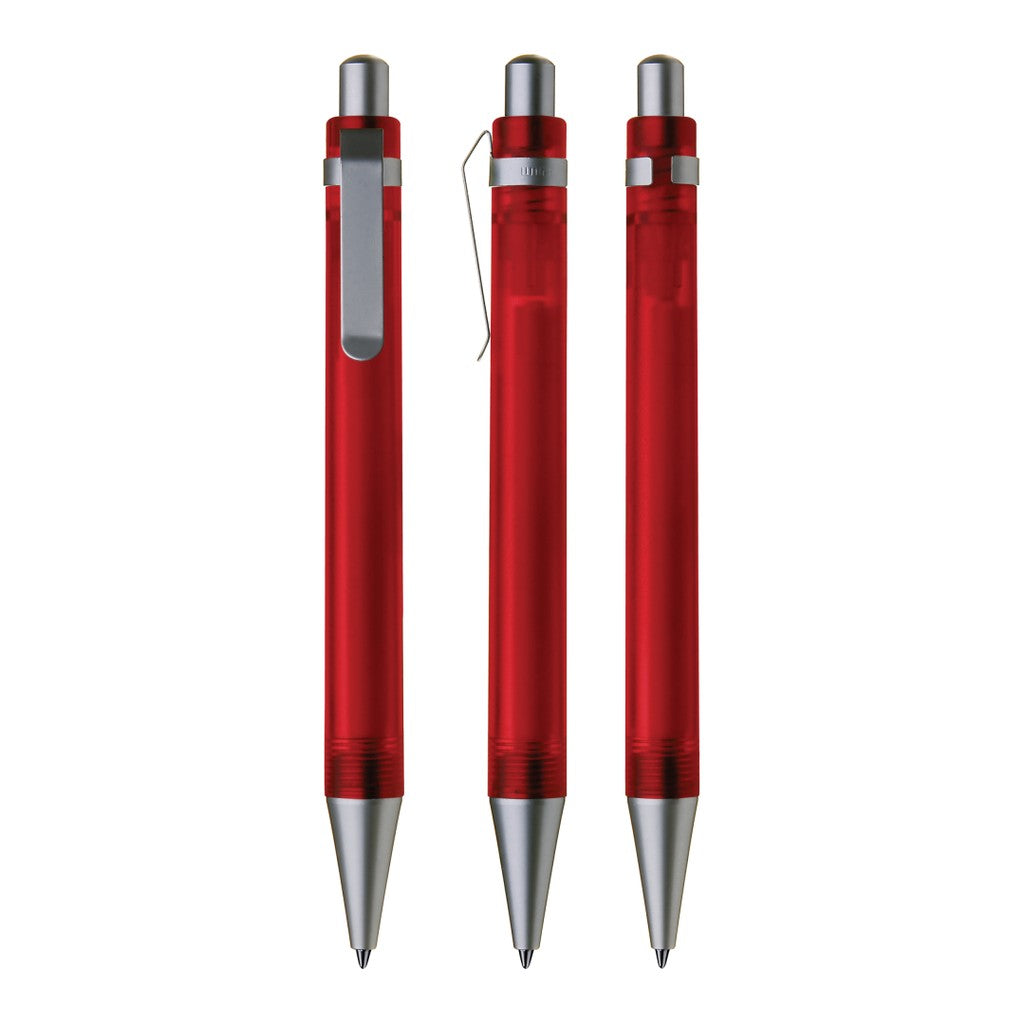Druckkugelschreiber transparent frozen mit Metallspitze – Rot
