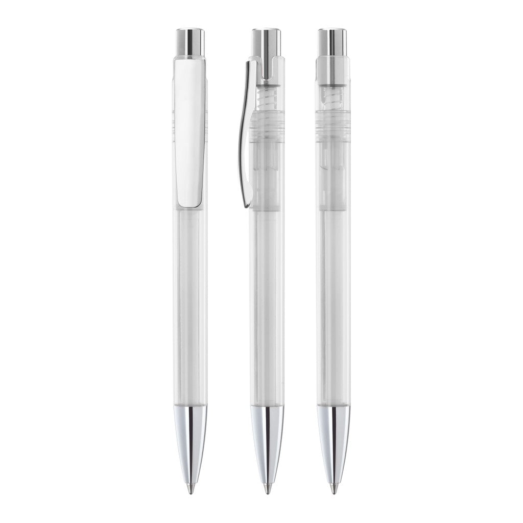 Druckkugelschreiber transparent mit Metallclip – Klar