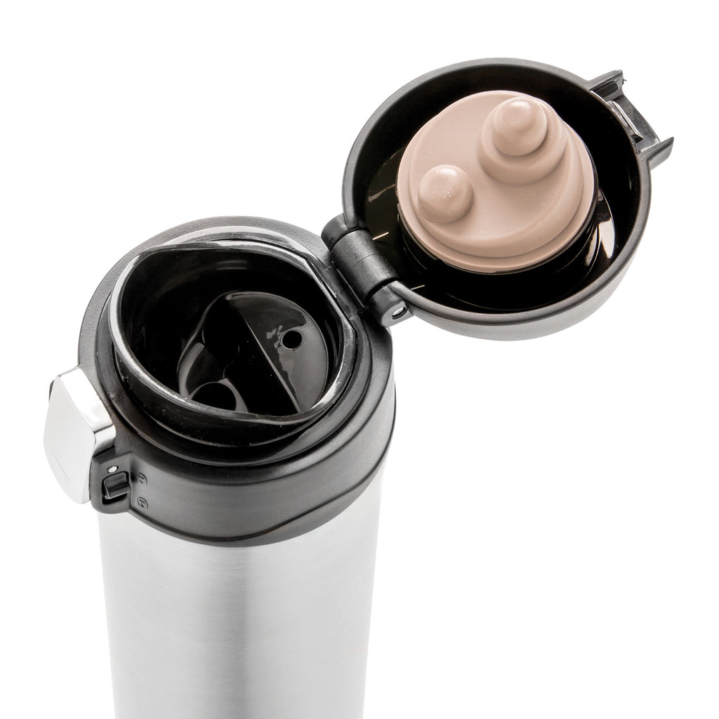 Easy-Lock Vakuum-Becher aus RCS recyceltem Stainless-Steel – silber
