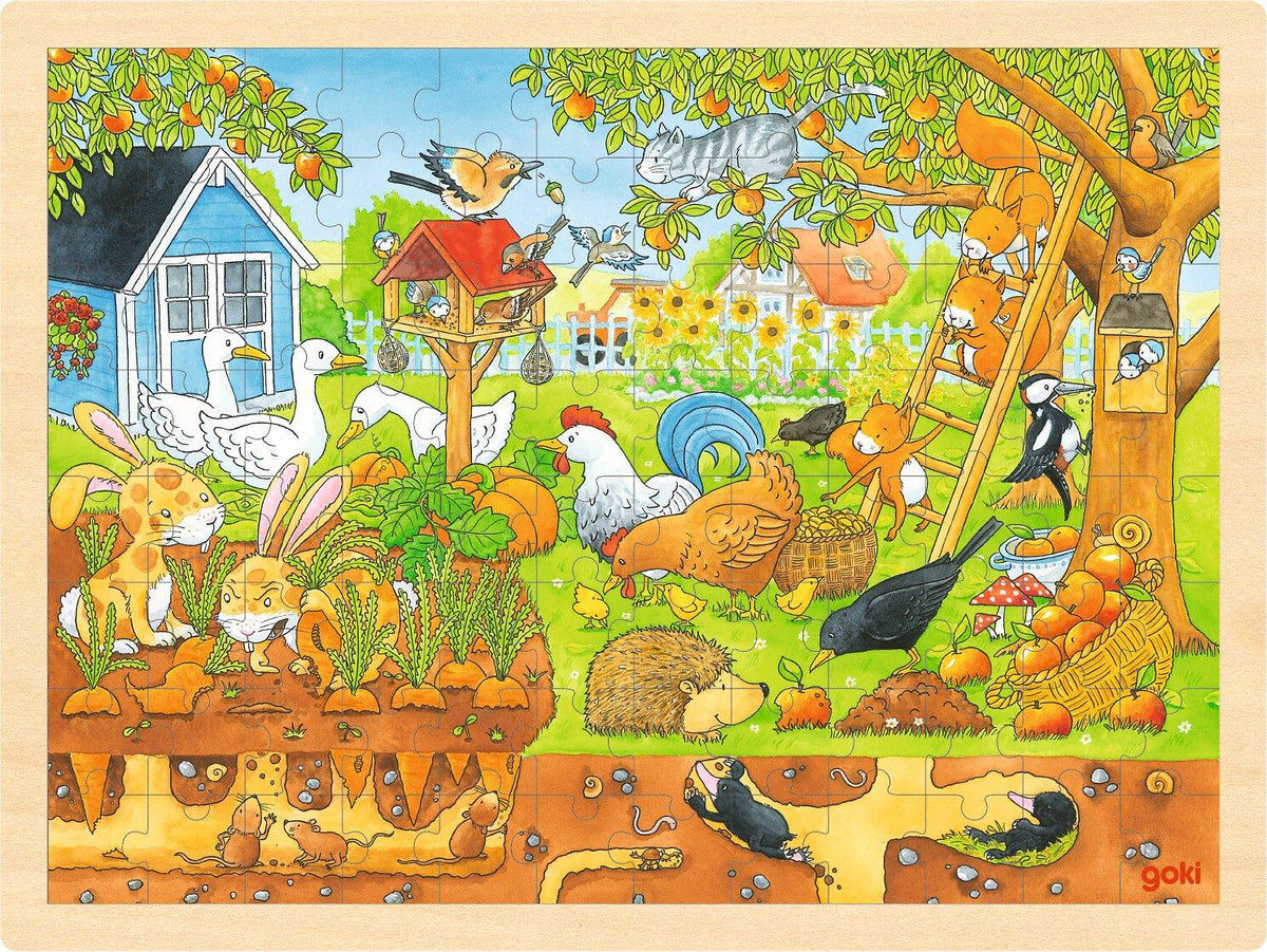 Einlegepuzzle Garten über und unter der Erde – Ansicht