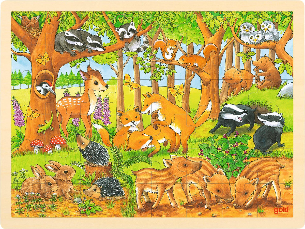 Einlegepuzzle Tierkinder im Wald – Ansicht