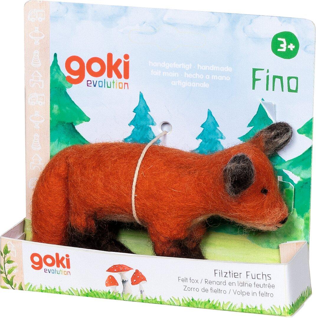 Filztier Fuchs Fino aus Wollfilz von goki – Ansicht im Set