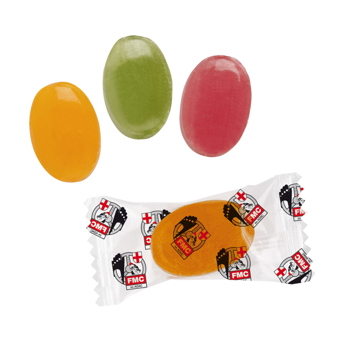 Fruchtbonbons einzeln im bedruckten Flowpack