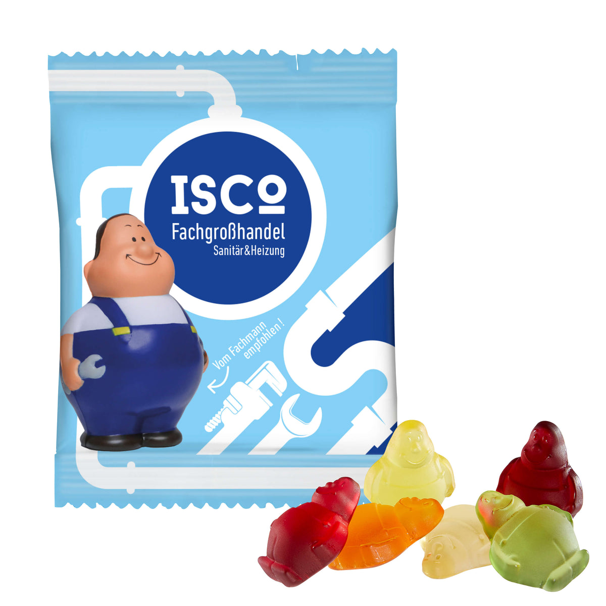 Fruchtgummi Figur Herr Bert im bedruckten Werbetütchen 100 x 75 mm