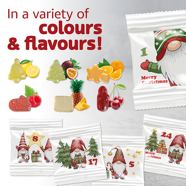 Fruchtgummi Kette im Design X Mas Moods mit den Zahlen 1 bis 24