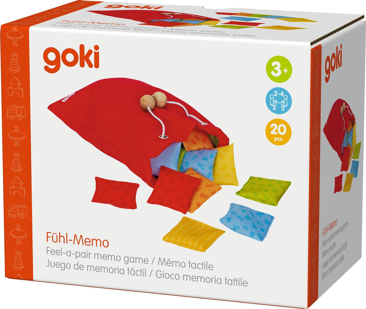 Fühlmemo Textilkissen mit 20 Kissen von goki – Nahaufnahme