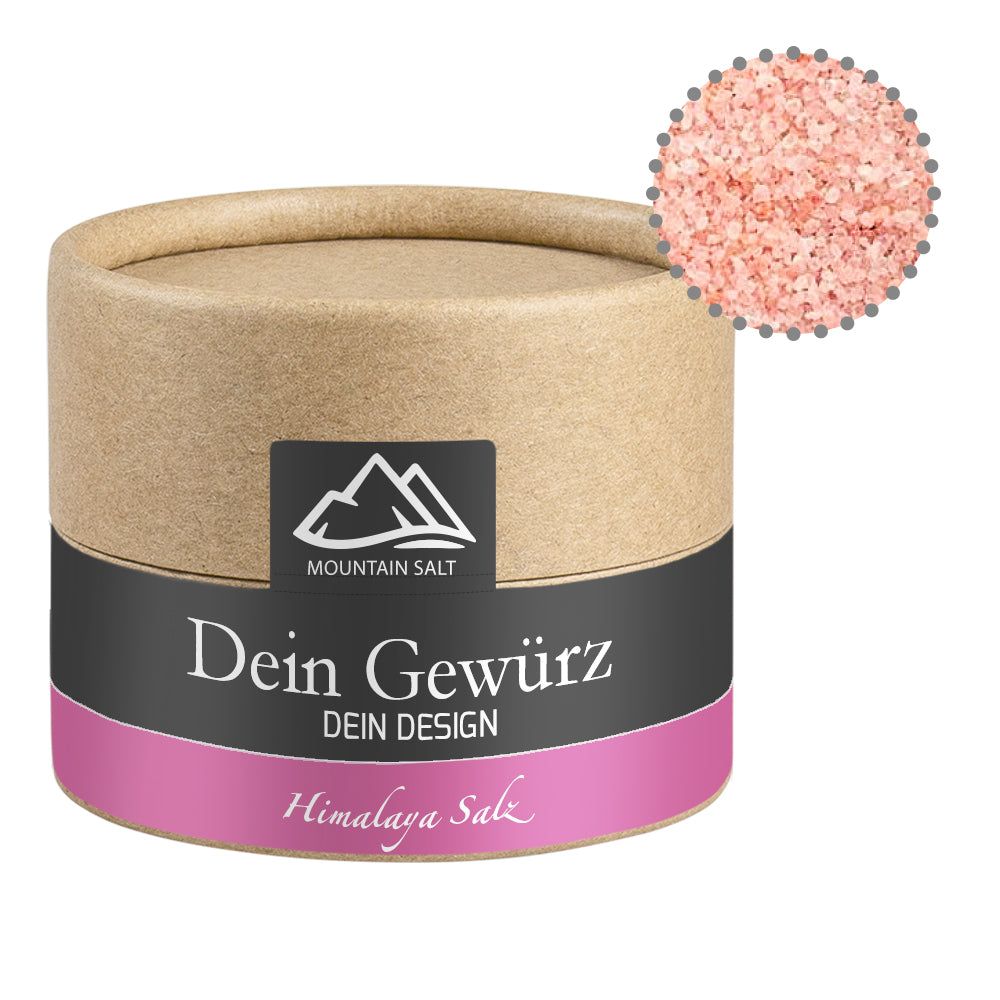 Gewürze und Salz in der kleinen Kraftpapierdose – Rosa Kristallsalz, ca. 75 g