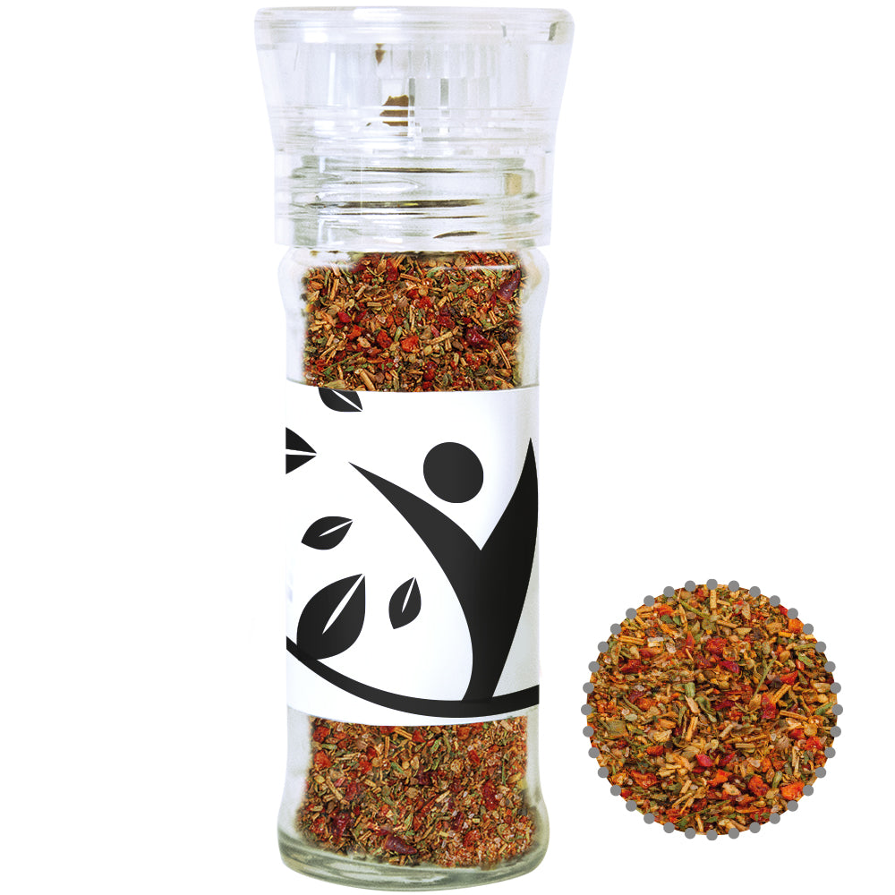 Gewürzmischungen in der Gewürzmühle aus Glas – Gewürzmischung Mediterraner Veggie Mix, ca. 35 g