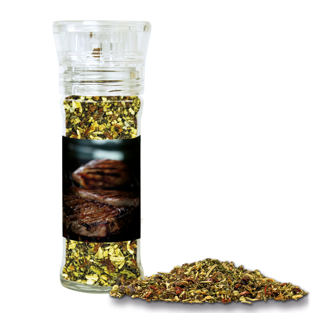 Gewürzmischungen in der Gewürzmühle aus Glas – Gewürzmischung Steakgewürz, ca. 55 g