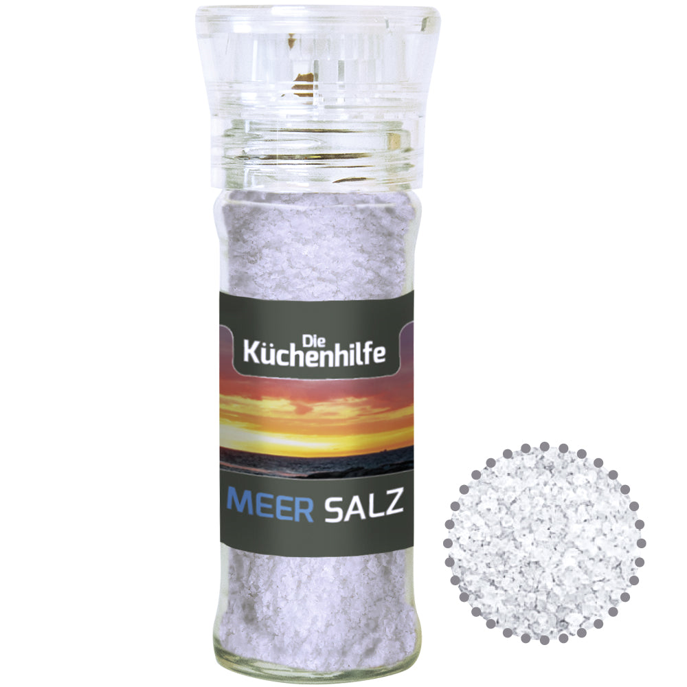 Gewürzmischungen in der Gewürzmühle aus Glas – Meersalz, ca. 80 g