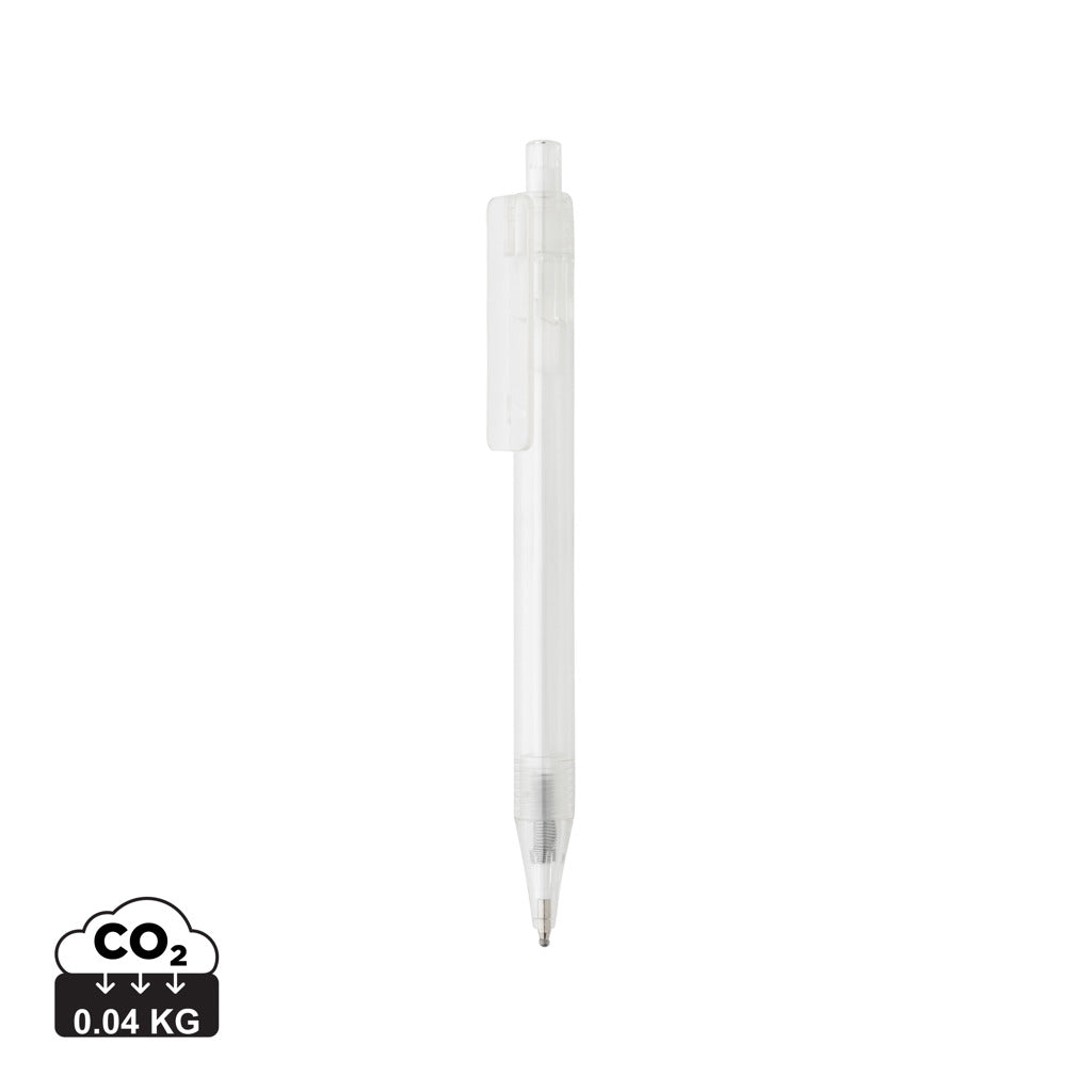 GRS rPET X8 transparenter Stift – weiß