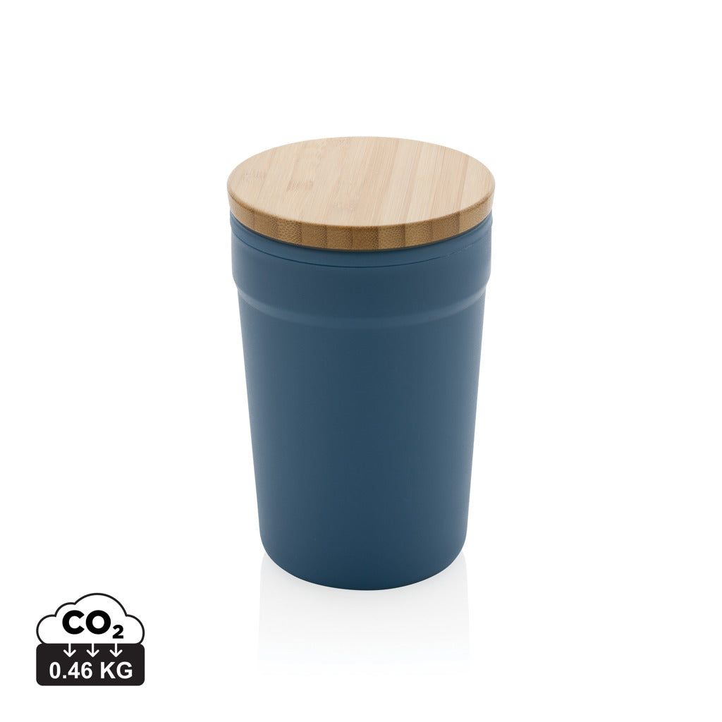 GRS rPP-Becher mit Bambusdeckel – blau